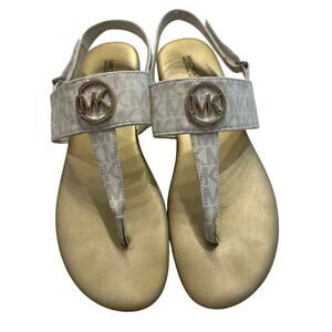 Michael Kors Marlie Girls White and Gold Sandals